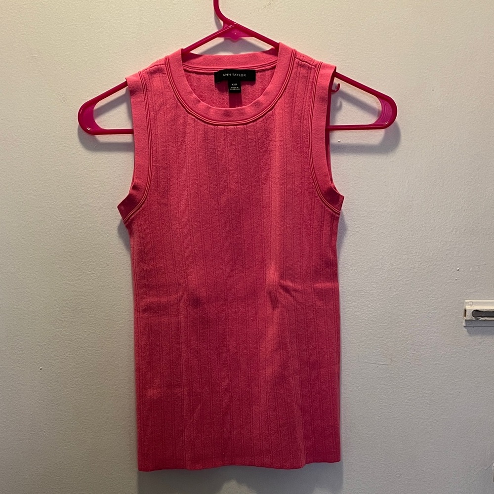 Ann Taylor Hot Pink Ribbed Sleeveless Tank